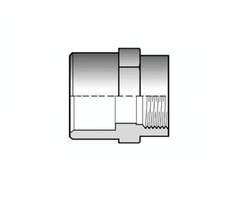 Двойной муфтовый адаптер ПВХ FIP с внутренней резьбой, d20х16х1/2", PN16